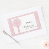 Pink Lace Girl doop gepersonaliseerd Rechthoekige Sticker (Envelop)