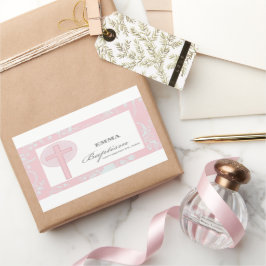 Pink Lace Girl doop gepersonaliseerd Rechthoekige Sticker