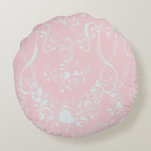 Pink Lace Girl doop gepersonaliseerd Rond Kussen (Achterkant)