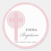 Pink Lace Girl doop gepersonaliseerd Ronde Sticker (Voorkant)