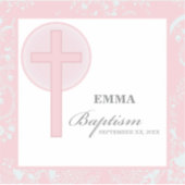 Pink Lace Girl doop gepersonaliseerd Sticker (Voorkant)