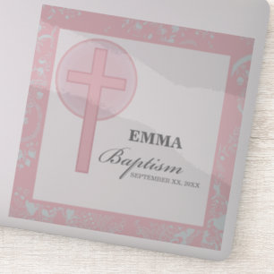 Pink Lace Girl doop gepersonaliseerd Sticker