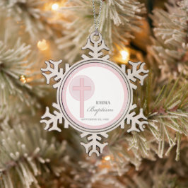 Pink Lace Girl doop gepersonaliseerd Tin Sneeuwvlok Ornament