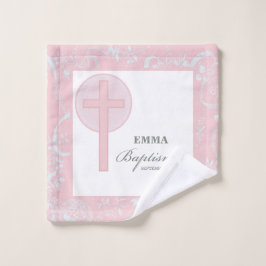 Pink Lace Girl doop gepersonaliseerd Washandje