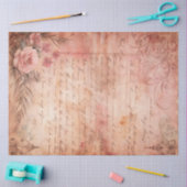 Pink Lace Grunge Old Letter Decoupage Tissuepapier (Craft)