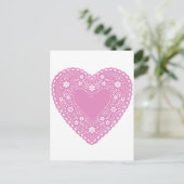 Pink Lace Heart Briefkaart (Staand voorkant)