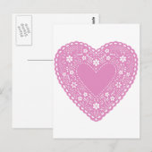 Pink Lace Heart Briefkaart (Voorkant / Achterkant)