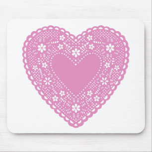 Pink Lace Heart Muismat