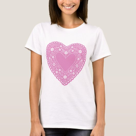 Pink Lace Heart T-shirt (Voorkant)