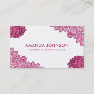 Pink Lace Hydrangea Floral Wedding Event Planner Visitekaartje