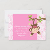 Pink Lace Monkey Baby Girl Bedankt (Achterkant)