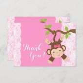 Pink Lace Monkey Baby Girl Bedankt (Voorkant / Achterkant)