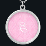 Pink Lace Monogram Sterling Silver Neklace Zilver Vergulden Ketting<br><div class="desc">Mooie Lace Sterling Silver Ketting - achtergrond kleur kan worden veranderd.. Geweldig als huwelijksgunst,  huwelijksgeschenk,  verjaardagscadeau of vakantiegift.</div>