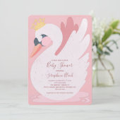 Pink Lace Swan Princess Baby shower Kaart (Staand voorkant)