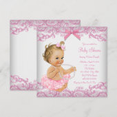 Pink Lace Tutu Girl Baby shower Kaart (Voorkant / Achterkant)