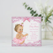 Pink Lace Tutu Girl Baby shower Kaart (Staand voorkant)