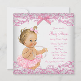 Pink Lace Tutu Girl Baby shower Kaart