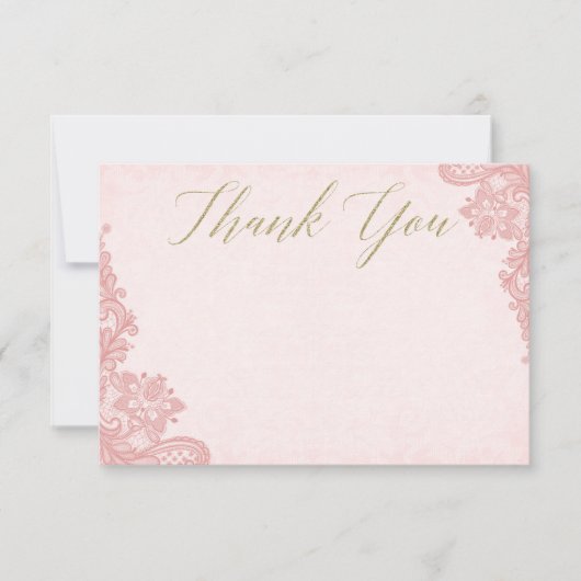Pink Lace Vrijgezellenfeest Bedankt Card - Flat Ka (Voorkant)