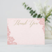 Pink Lace Vrijgezellenfeest Bedankt Card - Flat Ka (Staand voorkant)
