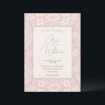 Pink Lace Wedding Invitations Kaart<br><div class="desc">faux pastelroze lijst met een mooi script en eenvoudige typografie. Cream achtergrond. Pas aan zoals nodig. Als u de link "Verder aanpassen" wilt aanpassen, klikt u op de link "Verdere aanpassingen aanpassen" en gebruikt u het ontwerpgereedschap om wijzigingen aan te brengen. Vele verschillende papieren selecties, evenals papieren vormen. 100% klanttevredenheid...</div>