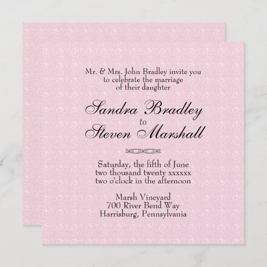 Pink Lace Wedding Invitations Kaart (Voorkant / Achterkant)