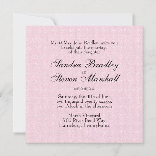 Pink Lace Wedding Invitations Kaart (Voorkant)