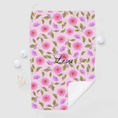 Pink Lacy Daisy Personalized Golf Towel Golfhanddoek (Insitu)