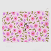 Pink Lacy Daisy Personalized Golf Towel Golfhanddoek (Horizontaal)