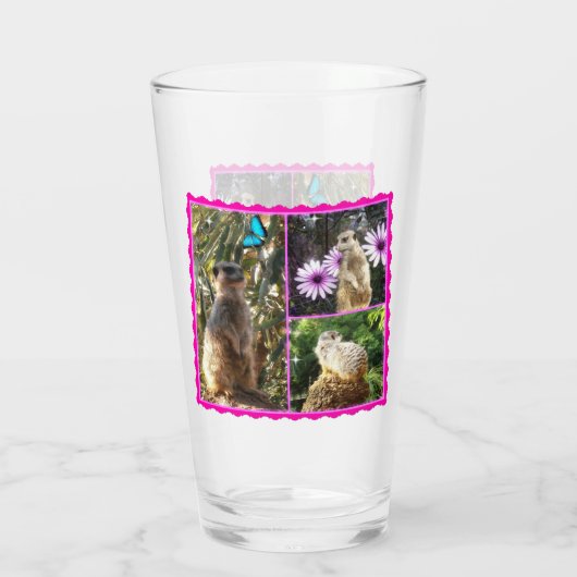 Pink Lacy Meerkat Collarge Glas (Achterkant)