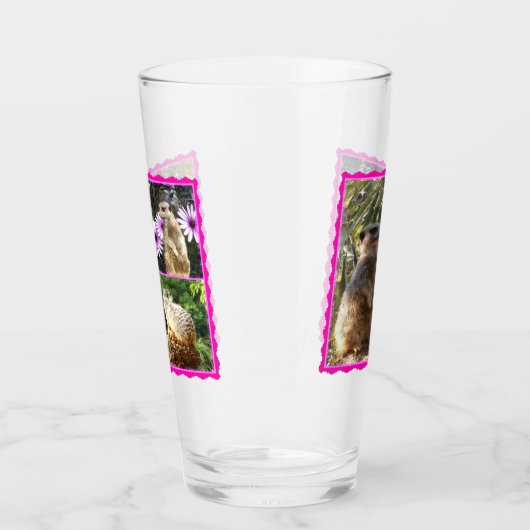 Pink Lacy Meerkat Collarge Glas (Links)