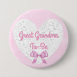 Pink Lacy overgrootmoeder wordt Baby shower Button