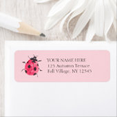 Pink Lady Bug Hand-Painted Return Address Labels (Insitu)
