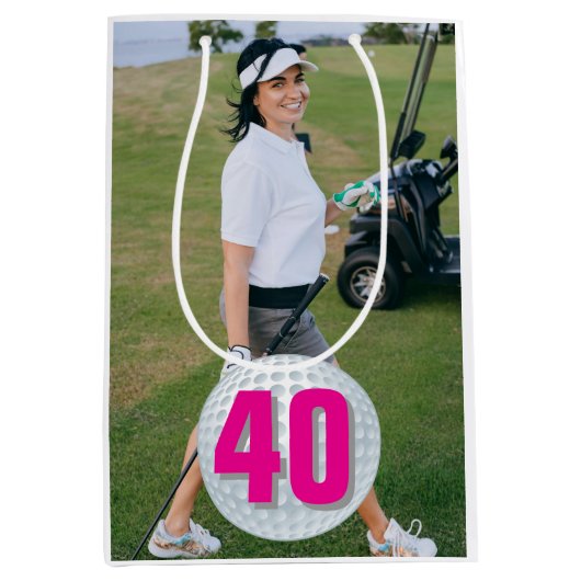 Pink Lady Golf-40 thema Medium Cadeauzakje (Voorkant)