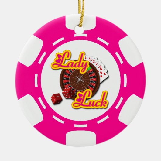 PINK LADY LUCK POKER CHIP ORNAMENT (Voorkant)