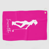 Pink Lady-monogram Golfhanddoek (Horizontaal)