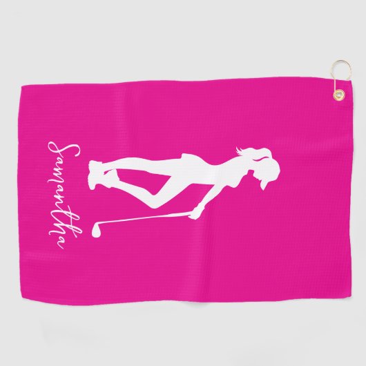 Pink Lady-monogram Golfhanddoek (Horizontaal)