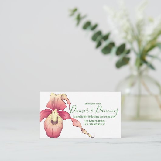 Pink Lady Slipper Orchide Ontvangst Informatiekaartje (Staand voorkant)
