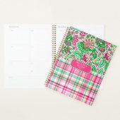 Pink Lady Slipper Plaid Folk Art Planner (Display)