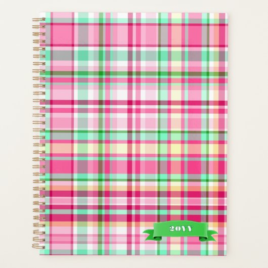 Pink Lady Slipper Plaid Planner (Voorkant)