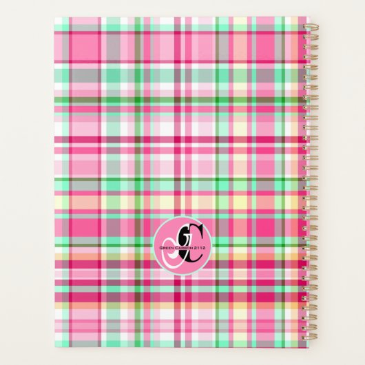 Pink Lady Slipper Plaid Planner (Achterkant)