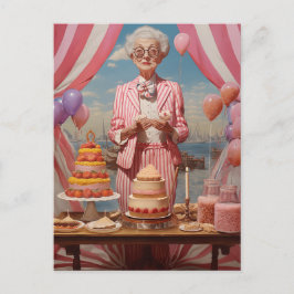 Pink Lady Verjaardagsfeestje Briefkaart