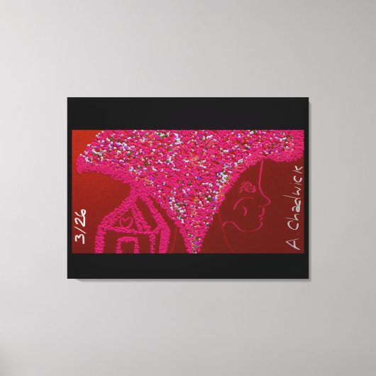Pink Lady with Her Gabled Heart Canvas Afdruk (Voorkant)
