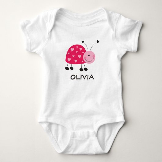Pink Ladybug Baby Jersey Bodysuit (Voorkant)