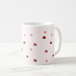 Pink Ladybug Garden Pattern Mug Koffiemok