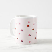Pink Ladybug Garden Pattern Mug Koffiemok (Voorkant links)