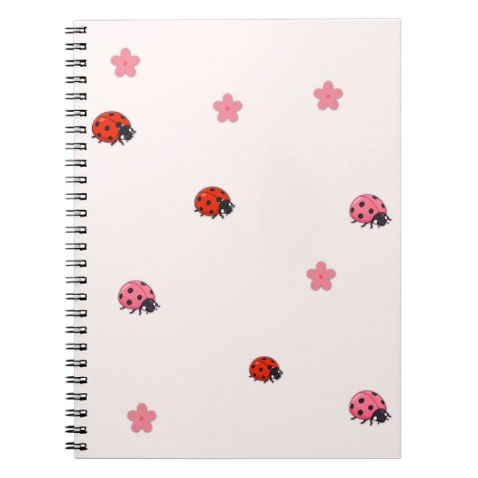 Pink Ladybug Garden Pattern Notebook Notitieboek (Voorkant)