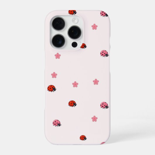 Pink Ladybug Garden Pattern Phone Case iPhone Hoesje (Achterkant)