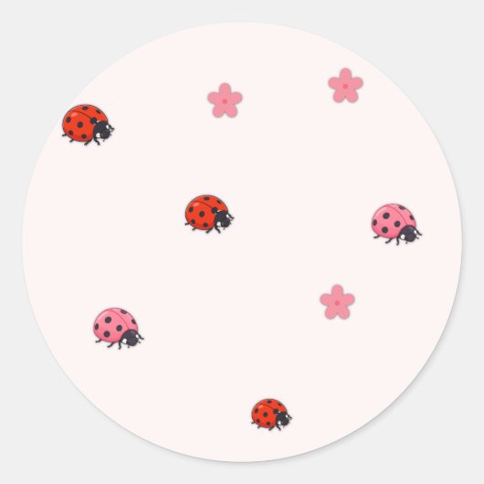 Pink Ladybug Garden Pattern Sticker (Voorkant)