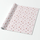 Pink Ladybug Garden Pattern Wrapping Paper Cadeaupapier (Uitgerold)