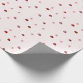 Pink Ladybug Garden Pattern Wrapping Paper Cadeaupapier (Hoek)